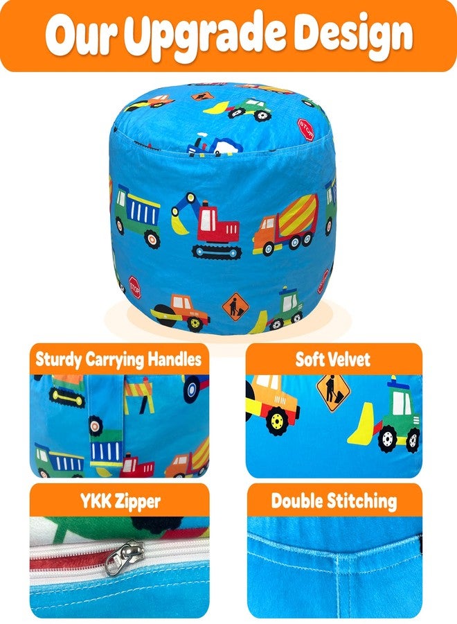 Lukeight Construction Stuffed Animals Storage Bean Bag Chair Cover - Premium Velvet Organizer with YKK Zipper Holds 80+ Plush Toys, Washable Kids Room Decor (No Filling, X-Large) - Image 4